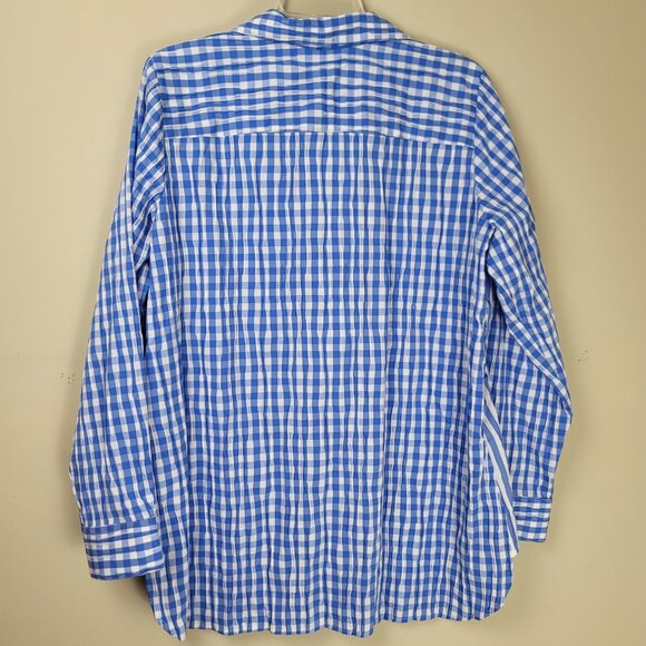 Foxcroft Textured Pandora Shirt Blue Sz 14 - Picture 4 of 8